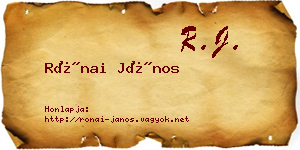 Rónai János névjegykártya